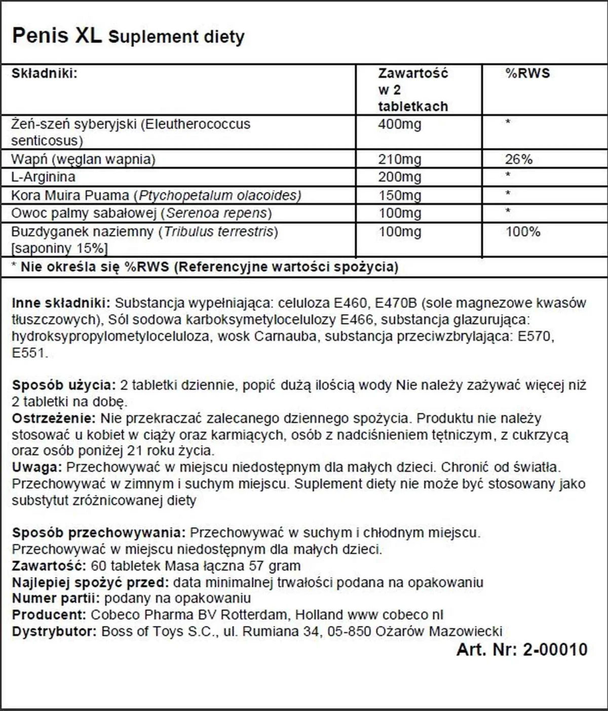 Supl.diety-Penis XL Tabs EAST EFS — zdjęcie 2