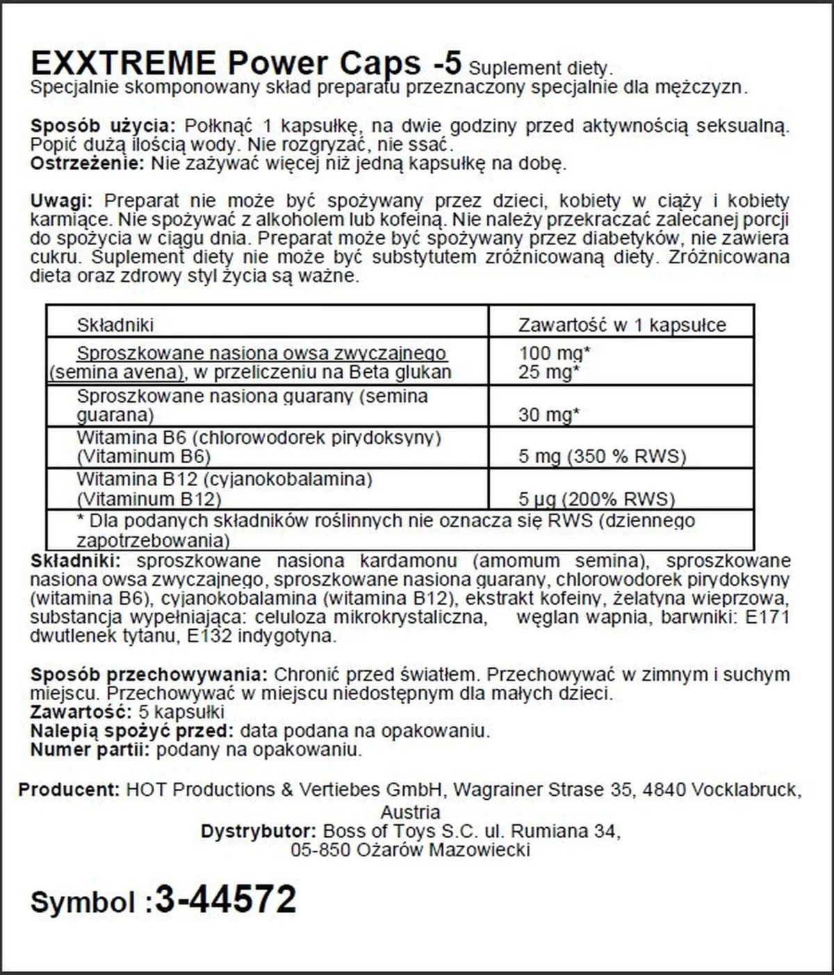 Supl.diety-eXXtreme power caps 1x5stk. — zdjęcie 2