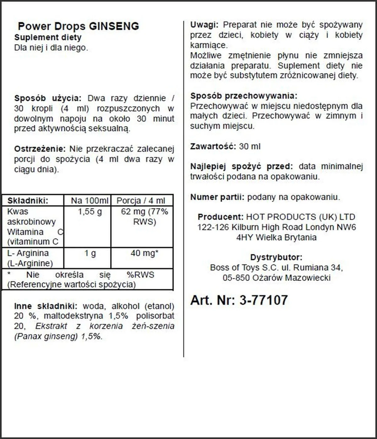 Supl.diety-Men Power Ginseng Drops 30ml — zdjęcie 2