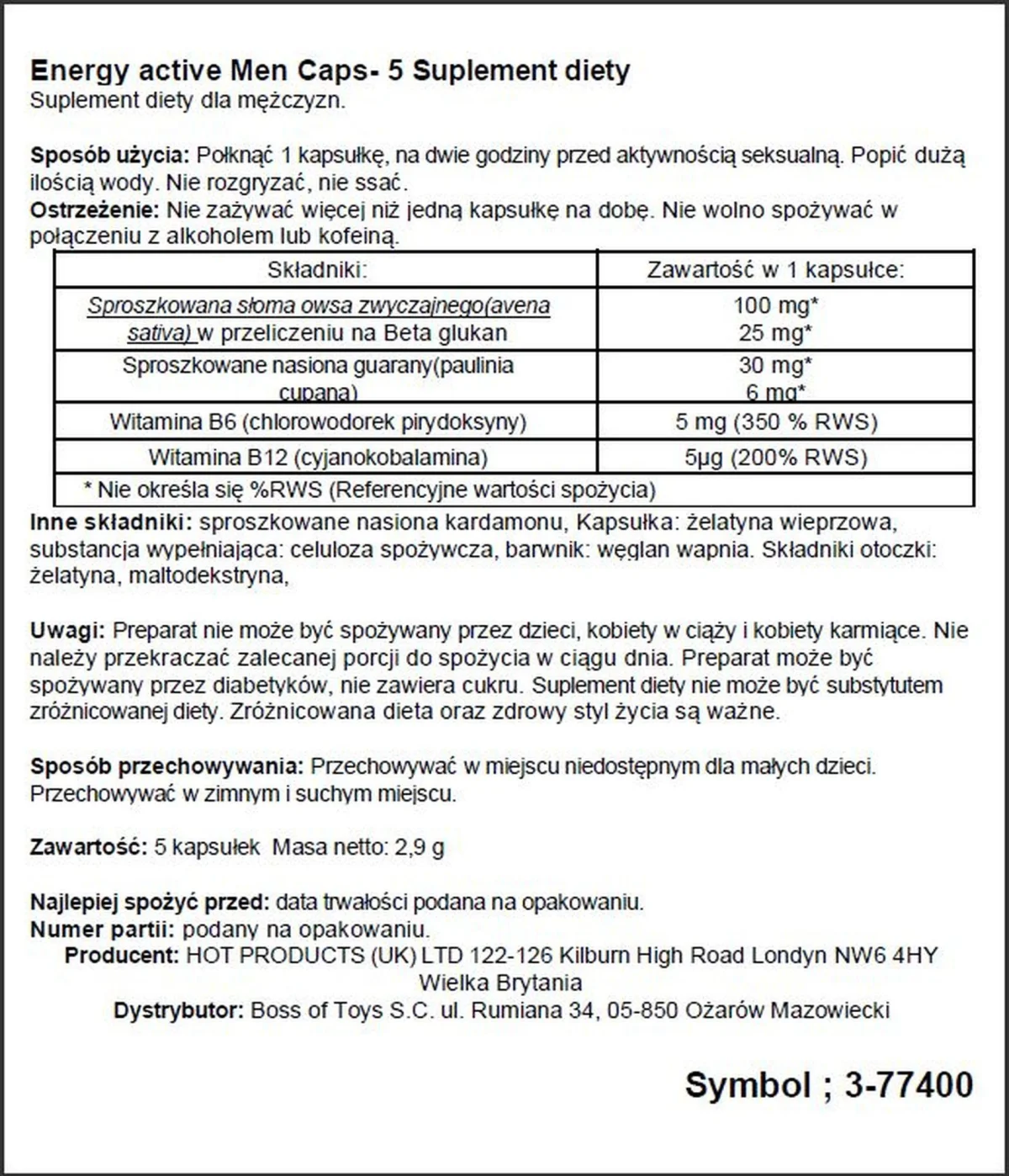 Supl.diety-Men Energy-5 Caps — zdjęcie 2