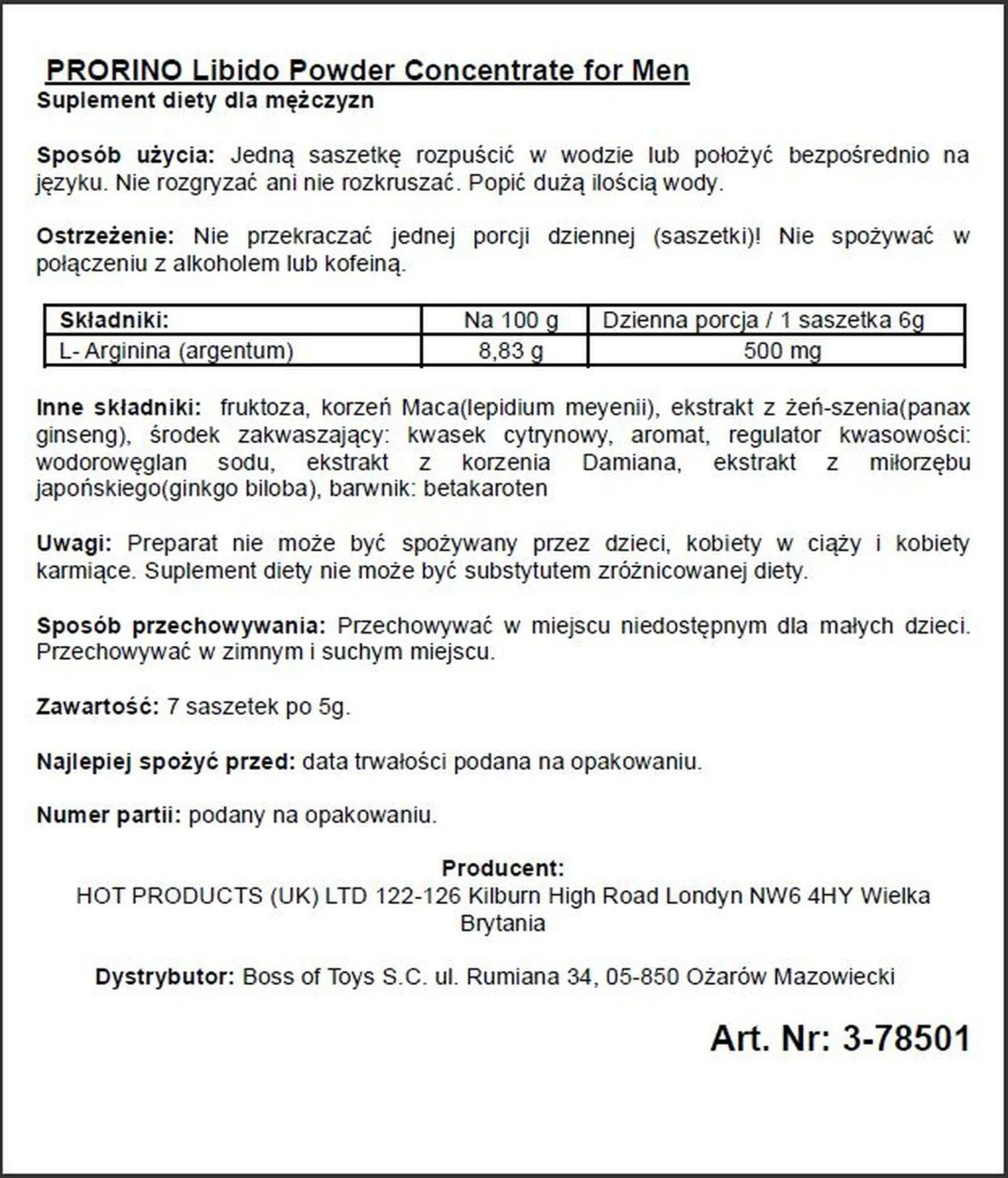 Supl.diety-ERO PRORINO black line potency powder concentrate — zdjęcie 2