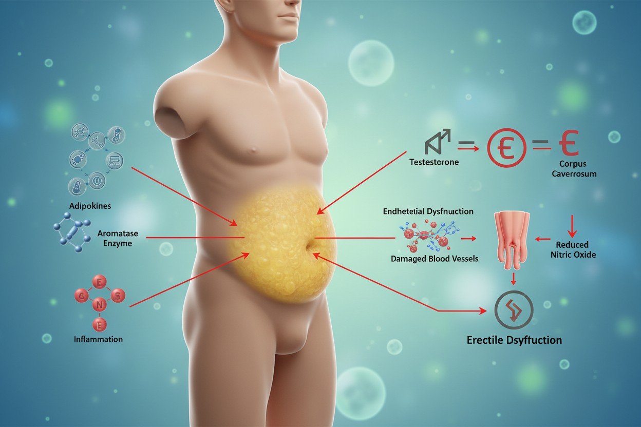 Mechanizmy biologiczne łączące otyłość brzuszną z testosteronem i erekcją