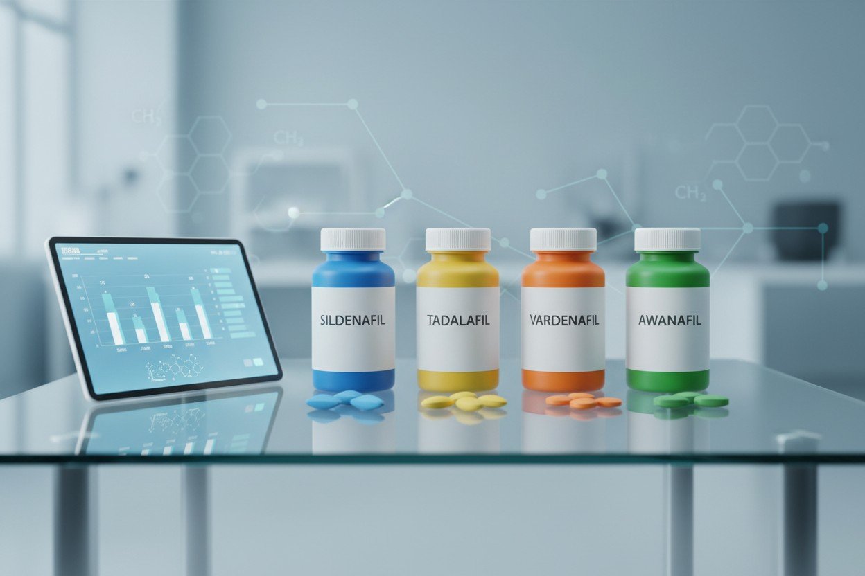Sildenafil vs tadalafil vs wardenafil vs awanafil — tabela porównawcza